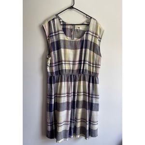 Old Navy Plaid Linen blend sleeveless dress